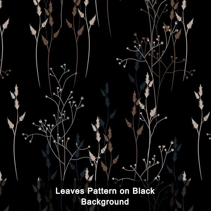 Black Leaves Blackout Curtains 63 Inch Length, Room Darkening Curtains - Image 7