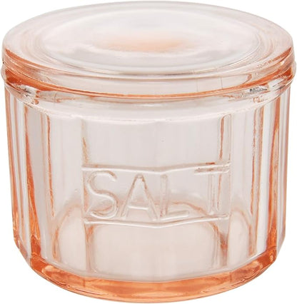 HOME-X Depression Style Pink Glass Salt Cellar by Home-X