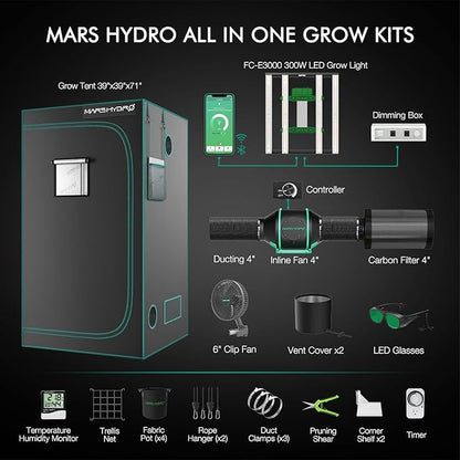 Mars Hydro 3x3 Smart Grow Tent Kit Complete System, FC-E3000 APP Control - Image 2
