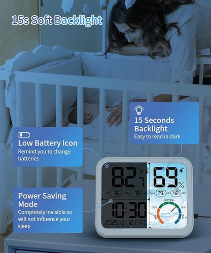VOCOO 5.8" Large Display Indoor Thermometer Hygrometer - Image 5