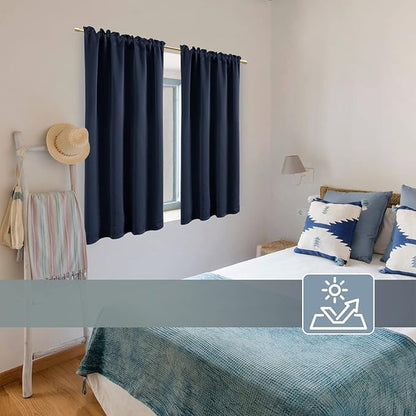 Navy Blue Curtains 2 Panels for Boys Bedroom, Short Dark Room Darkening 42 Inch - Image 5
