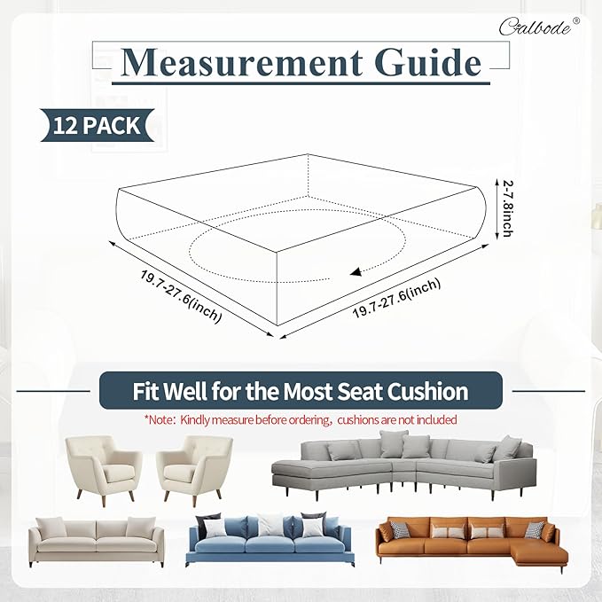 12Pcs Stretch Couch Cushion Covers, Water Resistant Outdoor Sofa Cuhsion Cover - Image 2