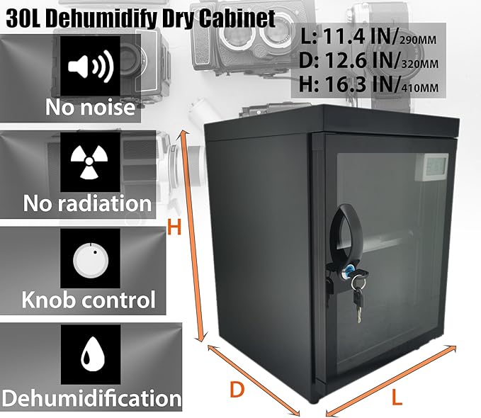 Electronic Dry Cabinet 30L, Camera Dry Cabinet 2 Tiers, Dehumidify Moisture - Image 3