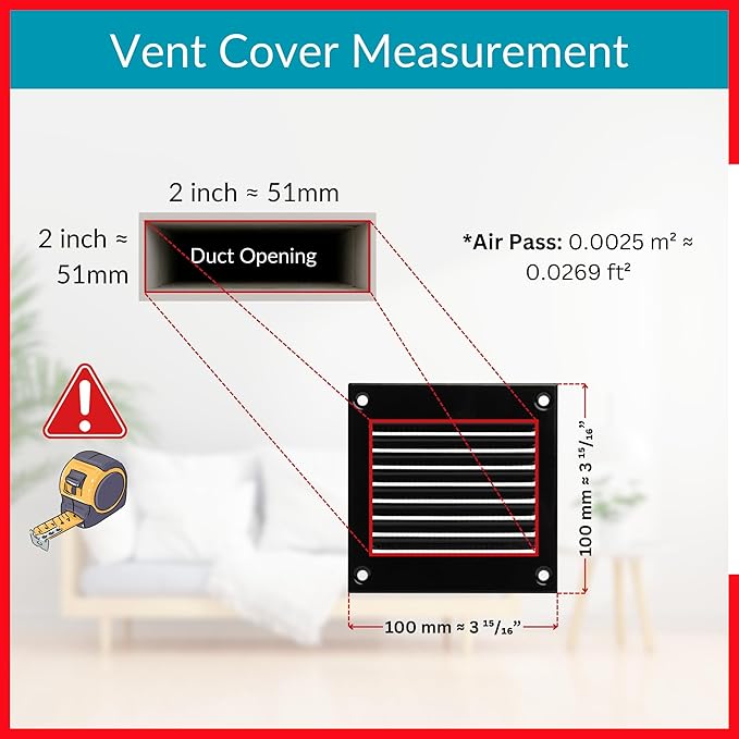 2x2 Vent Cover - Black HVAC Return Air Grille - Image 6