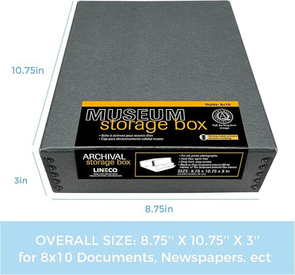 Lineco Museum Archival Storage Box, 8.75x10.75x3 in. Drop Front Design. - Image 2
