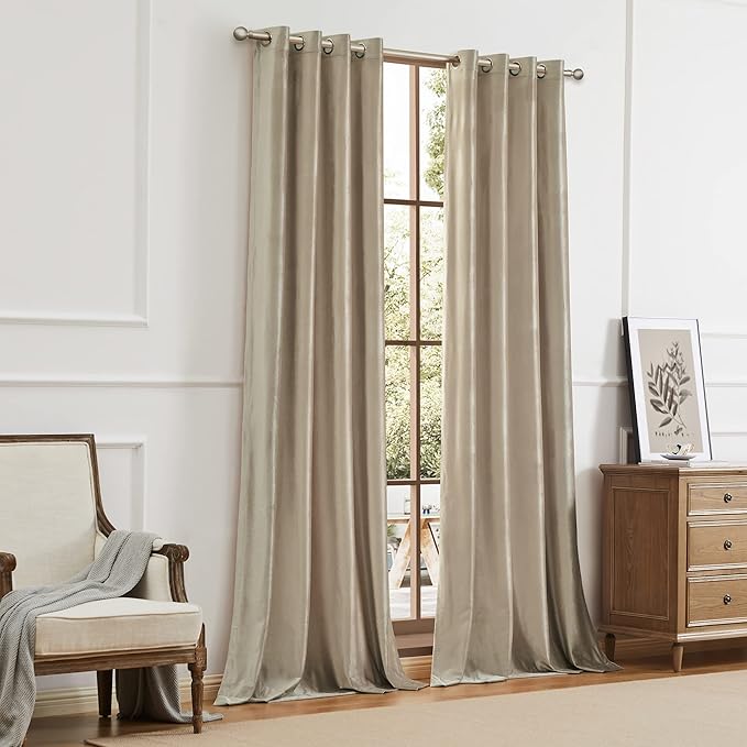 Champagne Velvet Curtains 63 inch: Beige Luxury Elegant Living Room Curtain - Image 8