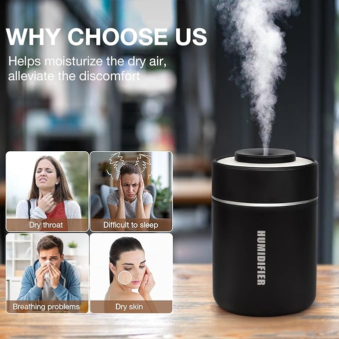 Portable Mini Humidifier, 180ml USB Cool Mist Small Humidifiers - Image 8