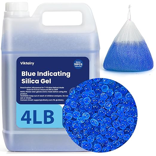 4LBS Desiccant Beads, Premium Blue Indicating Reusable Silica Gel Beads Bulk by Viktairy