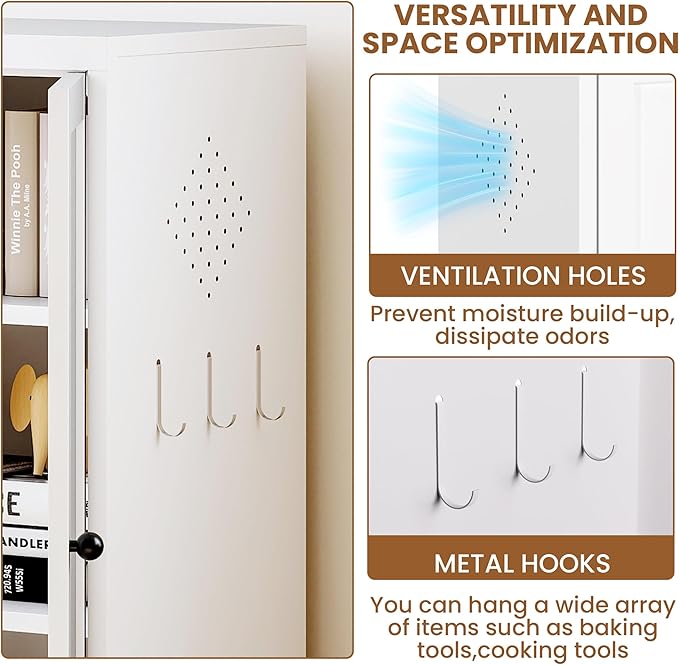 Metal Pantry Cabinet with Doors and 5 Adjustable Shelves, Assembly Required - Image 4