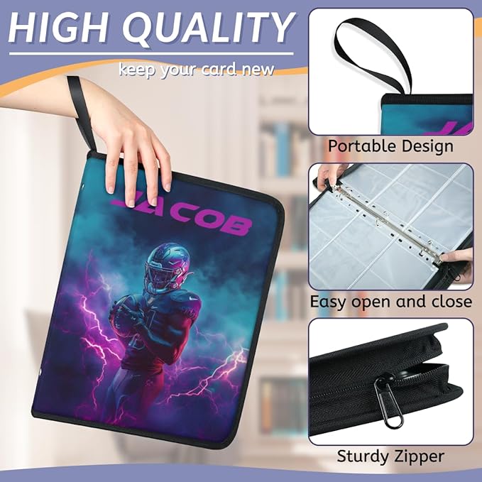 Personalized 9 Pockets Football Card Binder, Custom Rugby Collector Album - Image 5