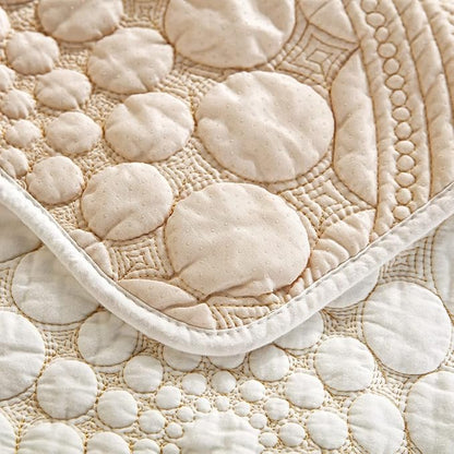 vctops Boho Circle Embroidery Couch Sofa Cover Solid Color Cotton Quilted - Image 5