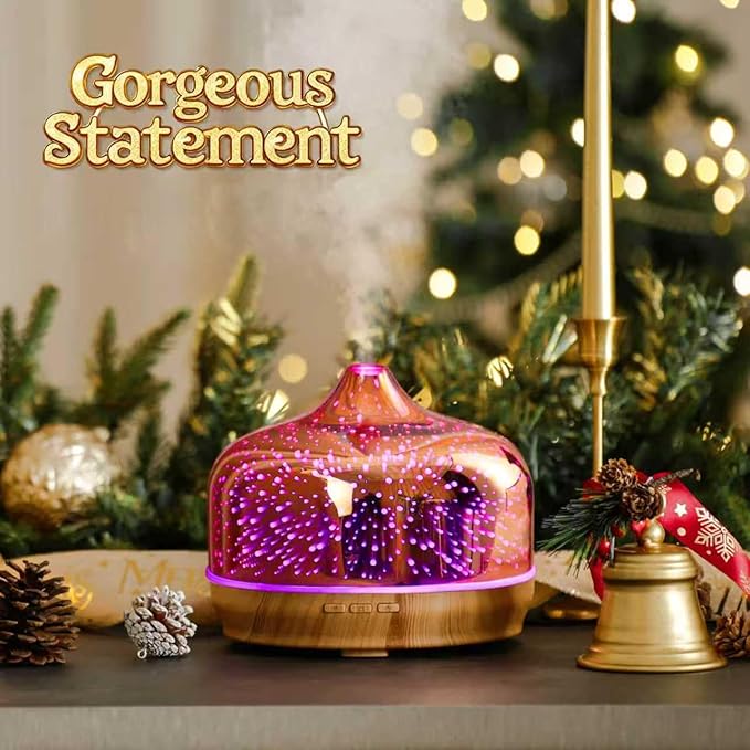 Porseme 500ml Essential Oil Diffuser 3D Glass Aromatherapy Ultrasonic Humidifier - Image 4