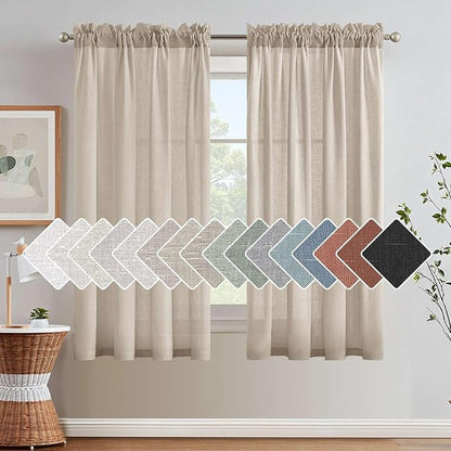 H.VERSAILTEX Pair Set Natural Linen Blended Window Treatment, Rod Pocket Top by HVERSAILTEX
