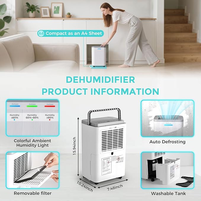 1500 Sq.Ft Dehumidifier, Max 32 Pint Quiet Dehumidifier - Image 5