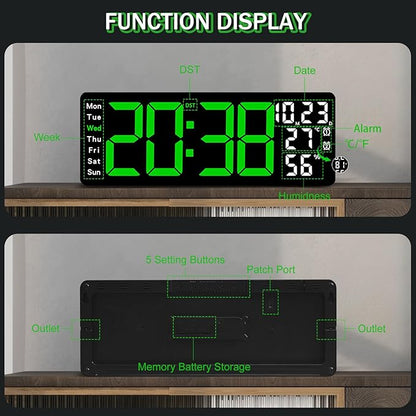 JoFomp 17.3" Large Digital Wall Clock, LED Digital Clock Large Display - Image 8