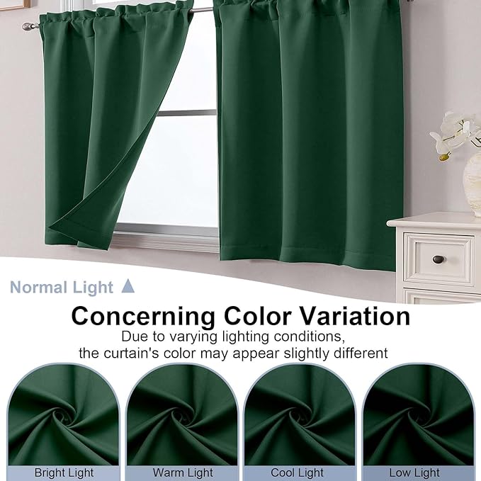 Chyhomenyc Ever Green Short Blackout Curtains 45 Inch Length, Small Kitchen - Image 8
