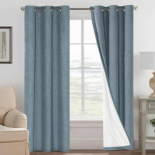 H.VERSAILTEX Primitive Linen Curtains 100% Blackout Curtain Drapes Burlap by HVERSAILTEX