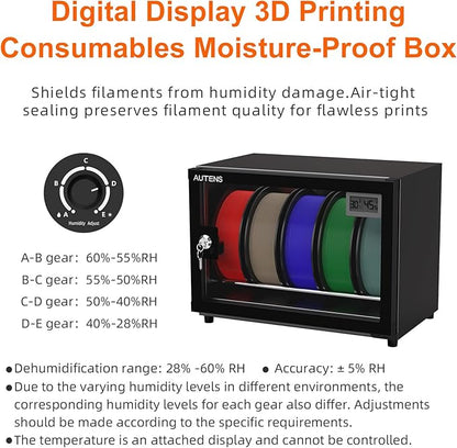 AUTENS 25L 3D Printer Filament Dehumidifier Storage Cabinet Box, Holds 5 Rolls - Image 4