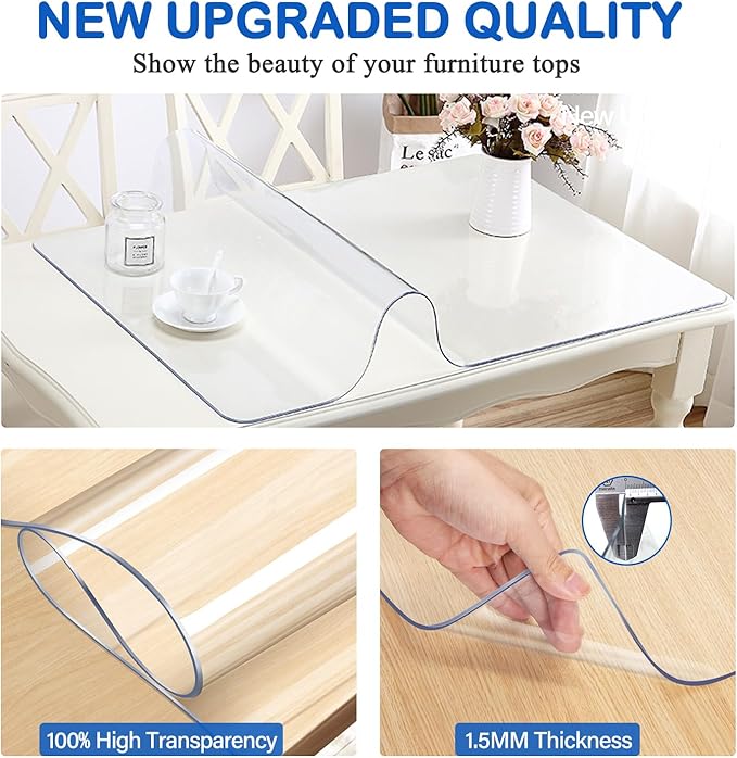 48 x 60 Inch Clear Plastic Dining Table Protector Tablecloth Desk Pad Mat - Image 2