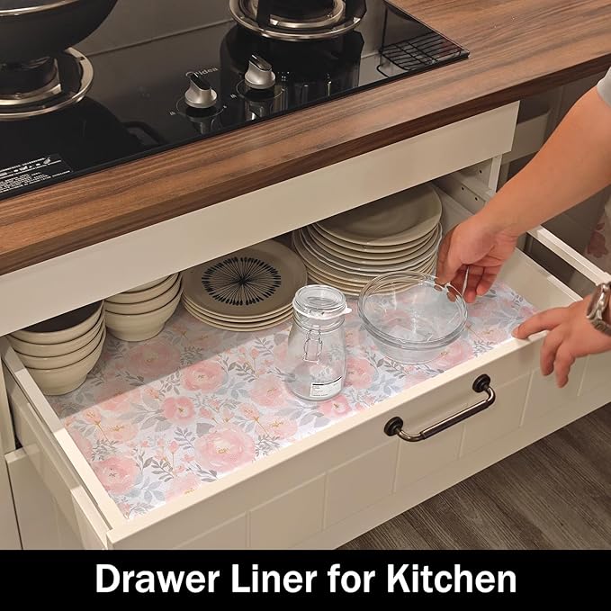 Floral Shelf and Drawer Liner for Kitchen, 12IN x 20FT Non-Adhesive and Strong - Image 3