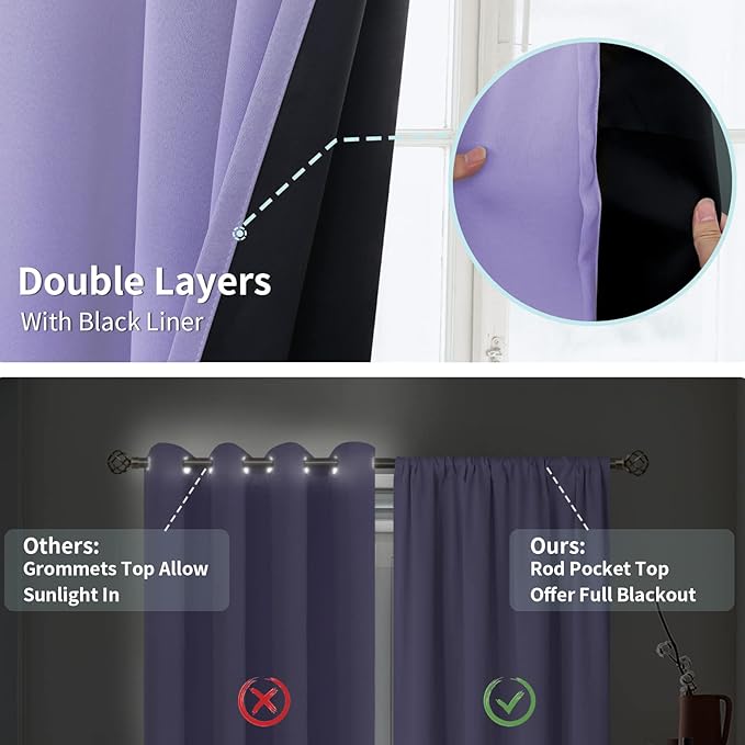 BGment Purple 100% Blackout Curtains - Image 6