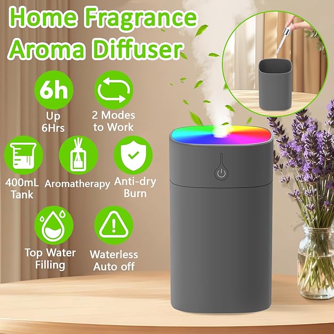 Portable Mini Humidifiers for Bedroom, 400ml Aroma Diffuser for Home Personal - Image 4