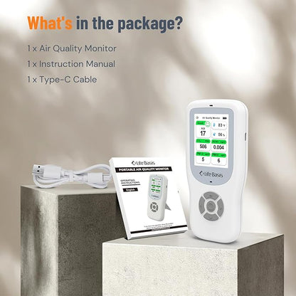 LifeBasis Air Quality Monitor Indoor, 10-in-1 Air Quality Detector - Image 9