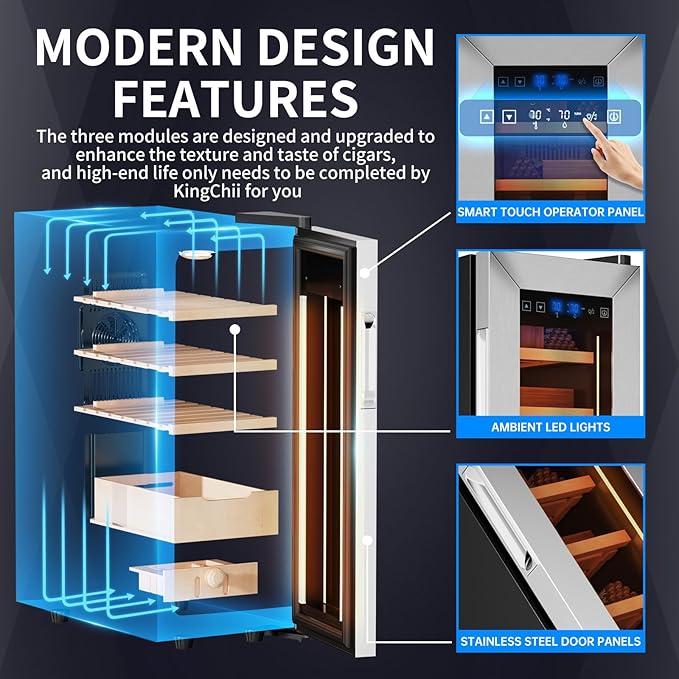KingChii Upgrade 35L Electric Temperature & Humidity Control Cigar Humidor - Image 3