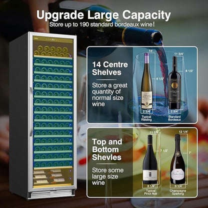 Upgraded 190 Bottles Wine Cooler Refrigerator, 24 Inch Wide Wine Fridge - Image 4