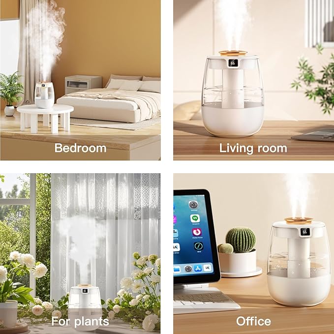 Double Spray Air Humidifier for Bedroom, 2L Quiet Cool Mist Humidifier for - Image 8