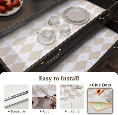 Beige Shelf Liner for Kitchen Cabinets 12" x 240" Non-Adhesive Non-Slip Drawer - Image 5