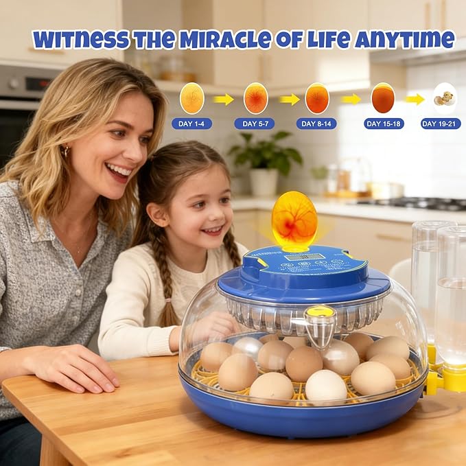 Smart 18-Egg Incubator for Hobbyists, Full-Stage Adaptive Humidity & Temp - Image 4