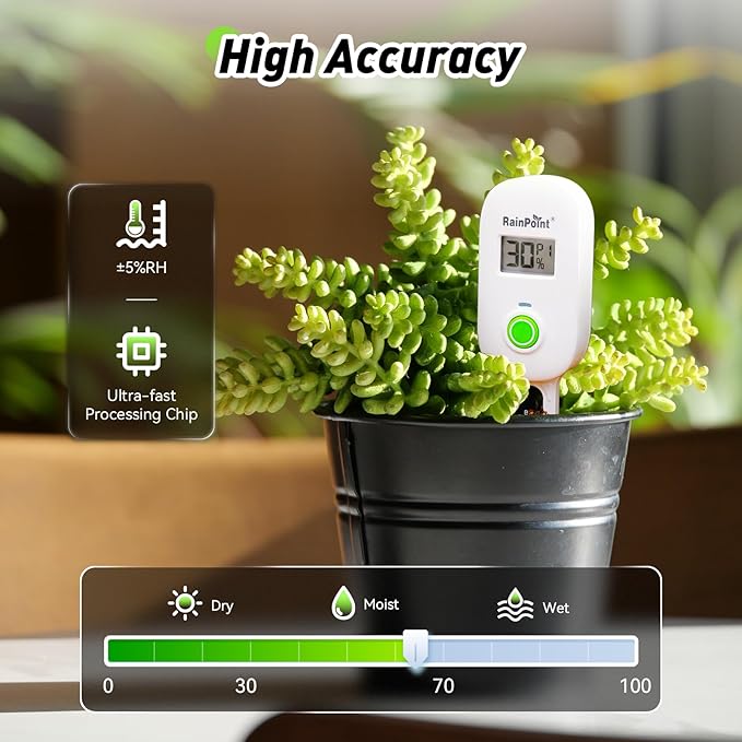 RAINPOINT Smart Digital Wireless Plant Moisture Meter Houseplant Indoor - Image 8