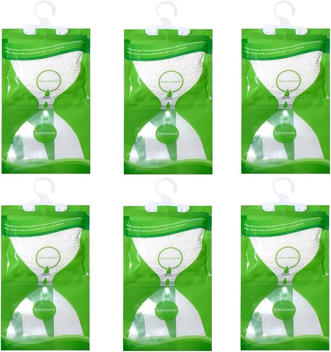 6 Pack Moisture Absorber Hanging Bags, Fragrance Free Humidity Packs, Hanging by NICOLEKAY