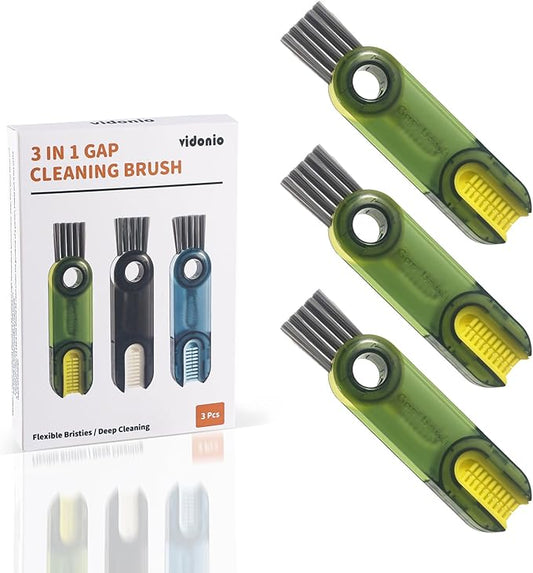 3 in 1 Cup Lid Gap Cleaning Brush Set, Mutipurpose Tiny Silicone Cup Holder by VIDONIO