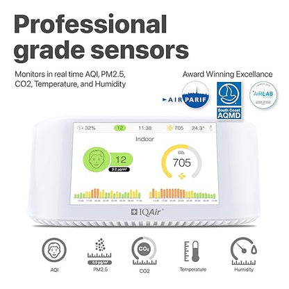 IQAir Air Quality Monitor Indoor, Swiss Design, Detects PM2.5, Temperature - Image 2