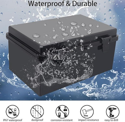 Junction Box, Hinged Black Cover IP67 Waterproof ABS Project Box - Image 2