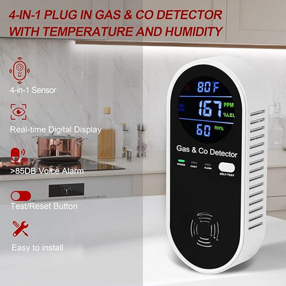 2 Packs Combination Natural-Gas and Carbon-Monoxide-Detector, Koabbit 4-in-1 - Image 4