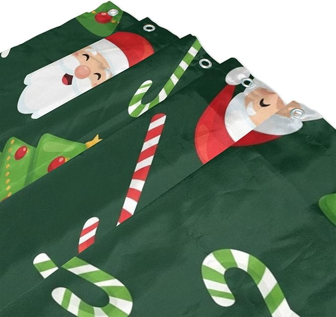 Christmas Green Santa Shower Curtain Liner 72×72 inch - Image 3