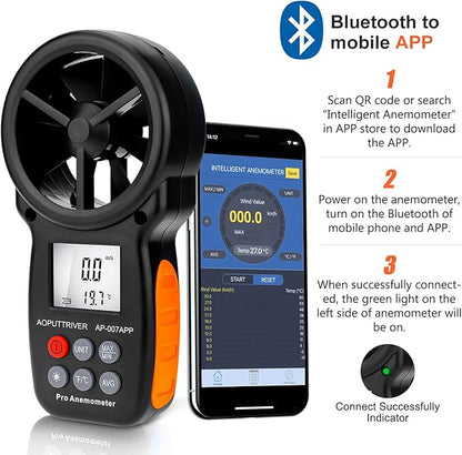 Bluetooth Anemometer, CFM Air Flow Velocity Tester, Digital Wind Speed Gauge - Image 4