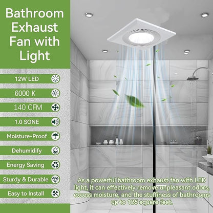 Ventilation Fan with LED Light Quiet square Bathroom Exhaust Fan with Light - Image 2