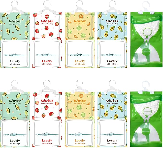 10 Pack Moisture Absorber Hanging Bags, Fragrance Free Humidity Packs, Hanging by NICOLEKAY