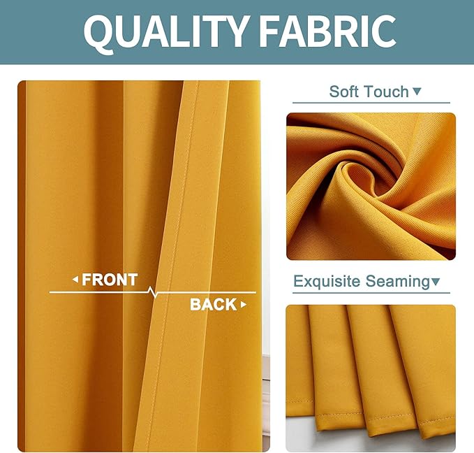 ChrisDowa Room Darkening Curtains 90 Inches Long 2 Panels Set - Image 3