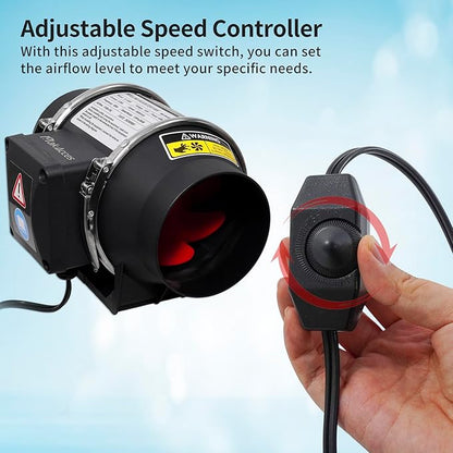 4 Inch Inline Duct Fan for Hydroponic Grow Tent Greenroom 3D Printer Enclosure - Image 2