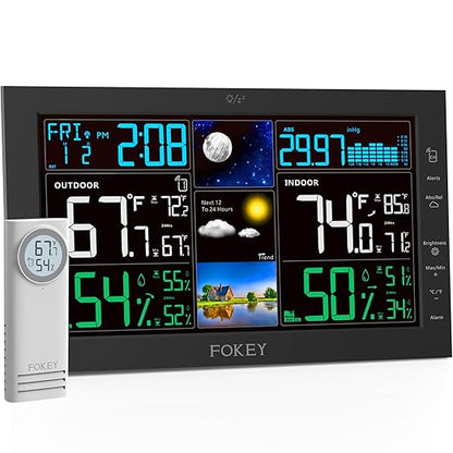 Weather Station Wireless Indoor Outdoor, Indoor Outdoor Thermometer Wireless by FOKEYDIRECT