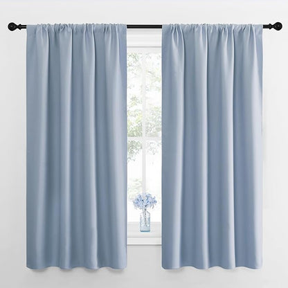 NICETOWN Kitchen Curtains, Short Blackout Drapes, Vintage Blue, 34 in x 45 in by NICETOWN