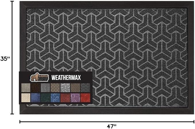 GORILLA GRIP 100% Waterproof All-Season WeatherMax Doormat, US Designed Natural - Image 2