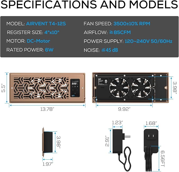 4"x10" Quiet Register Booster Fan - Image 5