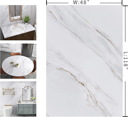 Extra Wide Marble Contact Paper 48"x118" White Marble Peel and Stick Wallpaper - Image 7