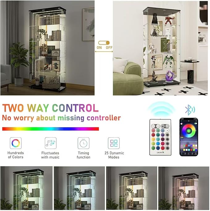 Yoluckea 5-Tier Glass Display Cabinet - Image 3